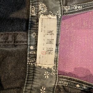 We The Free Size 30 Gray Denim Overalls Jeans Raw Hem Wide Leg Cropped Boho